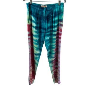 Mara Hoffman Blue Red 2 Chino Pants Viscose Tie Dye Straight Leg Regular Fit